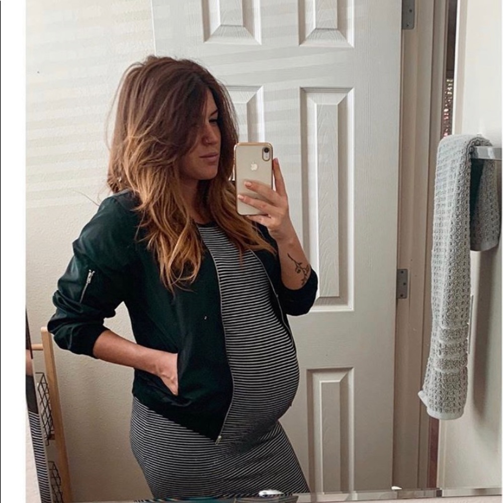 PINK BLUSH MATERNITY striped midi dress